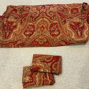Pottery Barn Burgundy and Gold Paisley Fabric